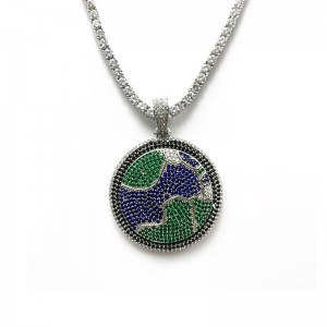 새로운 전체 지르콘 다이아몬드 회전 가능한 지구 펜던트 인도 긴 핸드폰 스트랩 목걸이